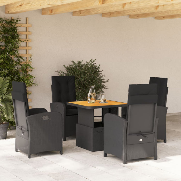 Set da Pranzo da Giardino 5 pz Nero con Cuscini in Polyrattancod mxl 89366