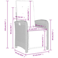 Set da Pranzo da Giardino 3 pz con Cuscini Nero in Polyrattan 3277327