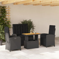 Set da Pranzo da Giardino 4 pz con Cuscini Nero in Polyrattan 3277336