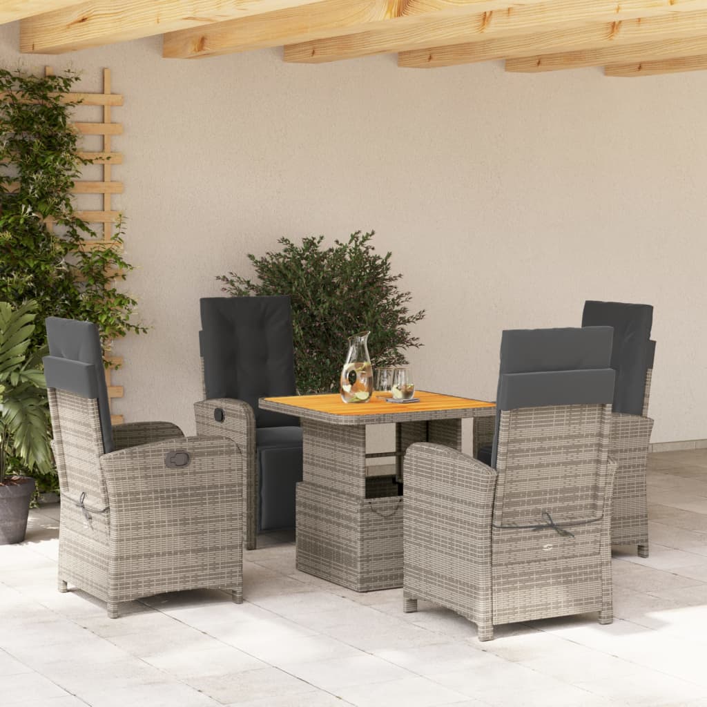 Set da Pranzo da Giardino 5 pz con Cuscini in Polyrattan Grigio 3277340