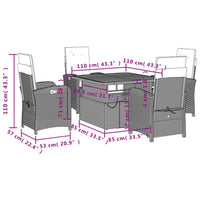 Set da Pranzo da Giardino 5 pz con Cuscini in Polyrattan Grigio 3277341