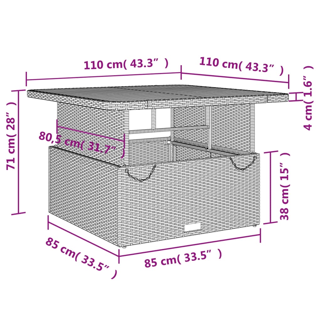 Set da Pranzo da Giardino 5 pz con Cuscini in Polyrattan Grigio 3277341