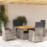 Set da Pranzo da Giardino 5 pz con Cuscini in Polyrattan Grigio 3277341