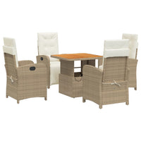 Set da Pranzo da Giardino 5 pz con Cuscini Beige in Polyrattancod mxl 113338