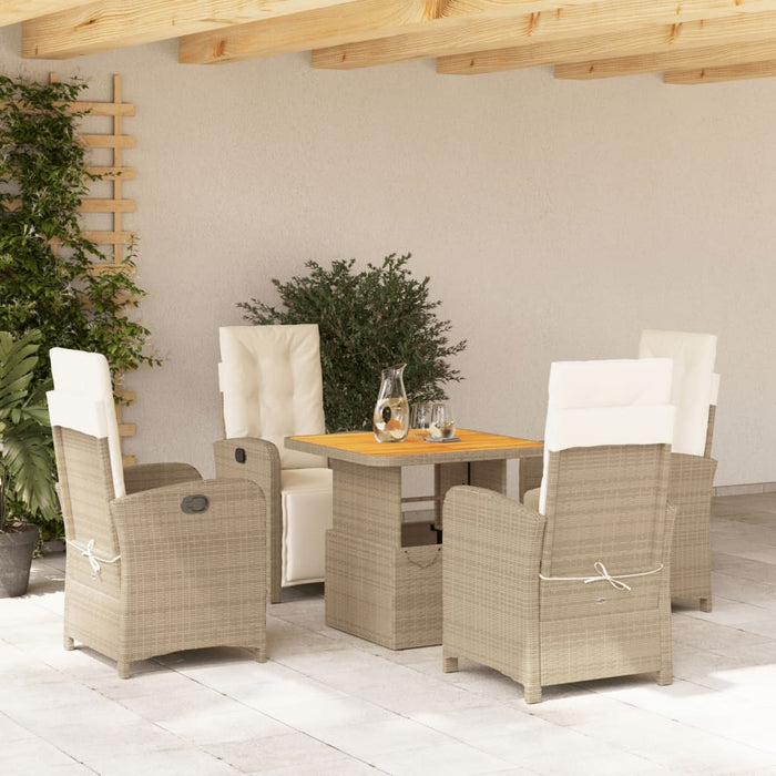 Set da Pranzo da Giardino 5 pz con Cuscini Beige in Polyrattancod mxl 113338