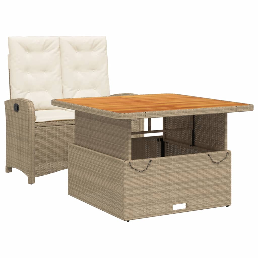 Set da Pranzo da Giardino 2 pz con Cuscini Beige in Polyrattan 3277355