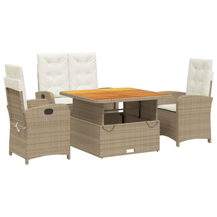 Set da Pranzo da Giardino 4 pz con Cuscini Beige in Polyrattan 3277356