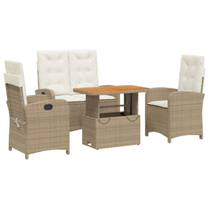 Set da Pranzo da Giardino 4 pz con Cuscini Beige in Polyrattancod mxl 113686