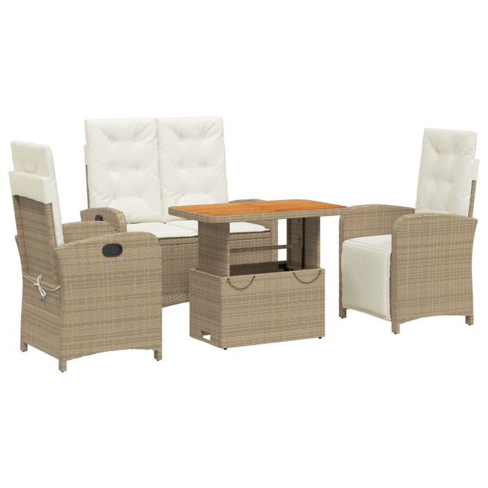 Set da Pranzo da Giardino 4 pz con Cuscini Beige in Polyrattan 3277360