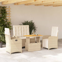 Set da Pranzo da Giardino 4 pz con Cuscini Beige in Polyrattan 3277360