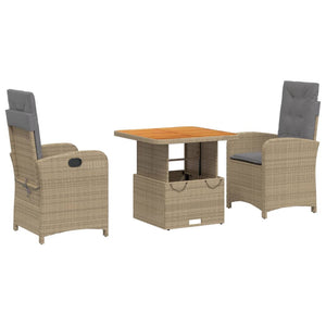 Set da Pranzo da Giardino 3 pz con Cuscini Beige in Polyrattan 3277361