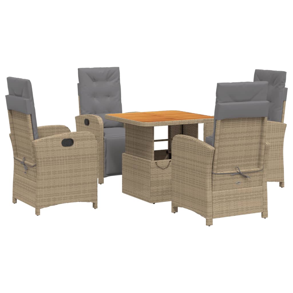 Set da Pranzo da Giardino 5 pz con Cuscini Beige in Polyrattan 3277364