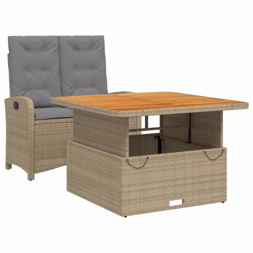 Set da Pranzo da Giardino 2 pz con Cuscini Beige in Polyrattan 3277367