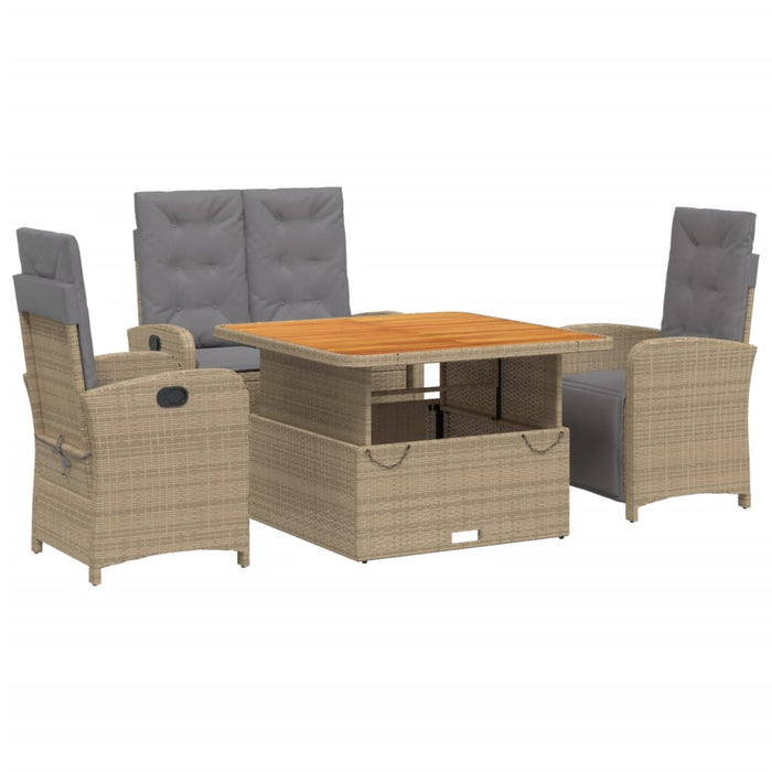 Set da Pranzo da Giardino 4 pz con Cuscini Beige in Polyrattan 3277369