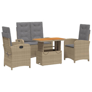 Set da Pranzo da Giardino 4 pz con Cuscini Beige in Polyrattan 3277371