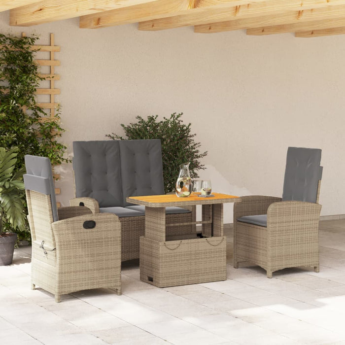 Set da Pranzo da Giardino 4 pz con Cuscini Beige in Polyrattan 3277371