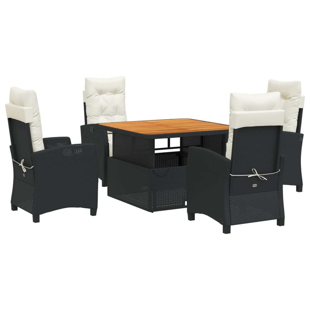 Set da Pranzo da Giardino 5 pz Nero con Cuscini in Polyrattancod mxl 113341