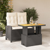 Set da Pranzo da Giardino 2 pz con Cuscini Nero in Polyrattan 3277382