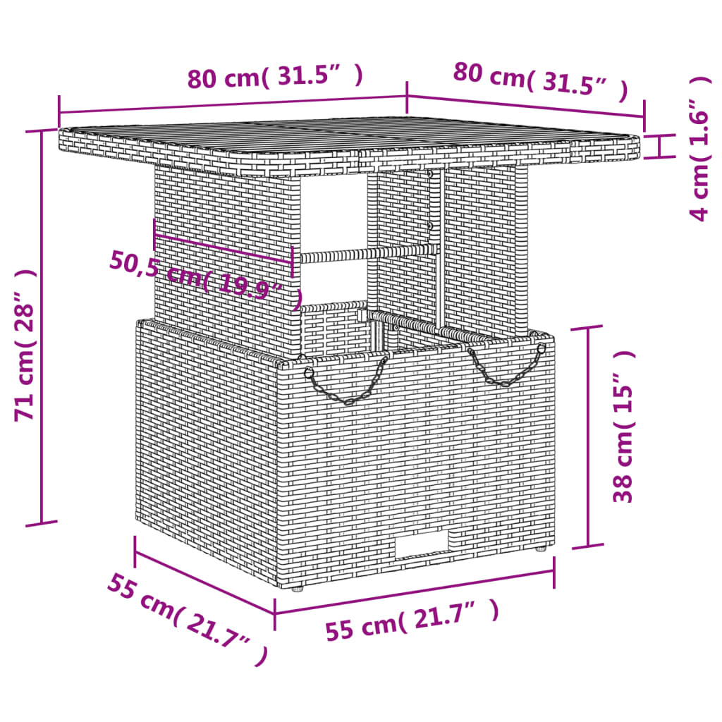 Set da Pranzo da Giardino 3 pz con Cuscini Nero in Polyrattan 3277385