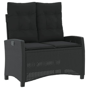 Set da Pranzo da Giardino 2 pz con Cuscini Nero in Polyrattan 3277391