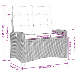 Set da Pranzo da Giardino 2 pz con Cuscini Nero in Polyrattan 3277391