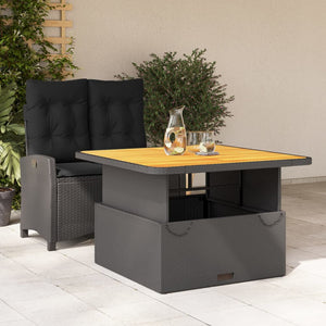 Set da Pranzo da Giardino 2 pz con Cuscini Nero in Polyrattan 3277391