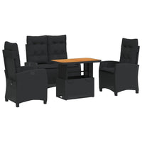 Set da Pranzo da Giardino 4 pz con Cuscini Nero in Polyrattan 3277395