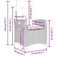 Set da Pranzo da Giardino 4 pz con Cuscini Nero in Polyrattan 3277395