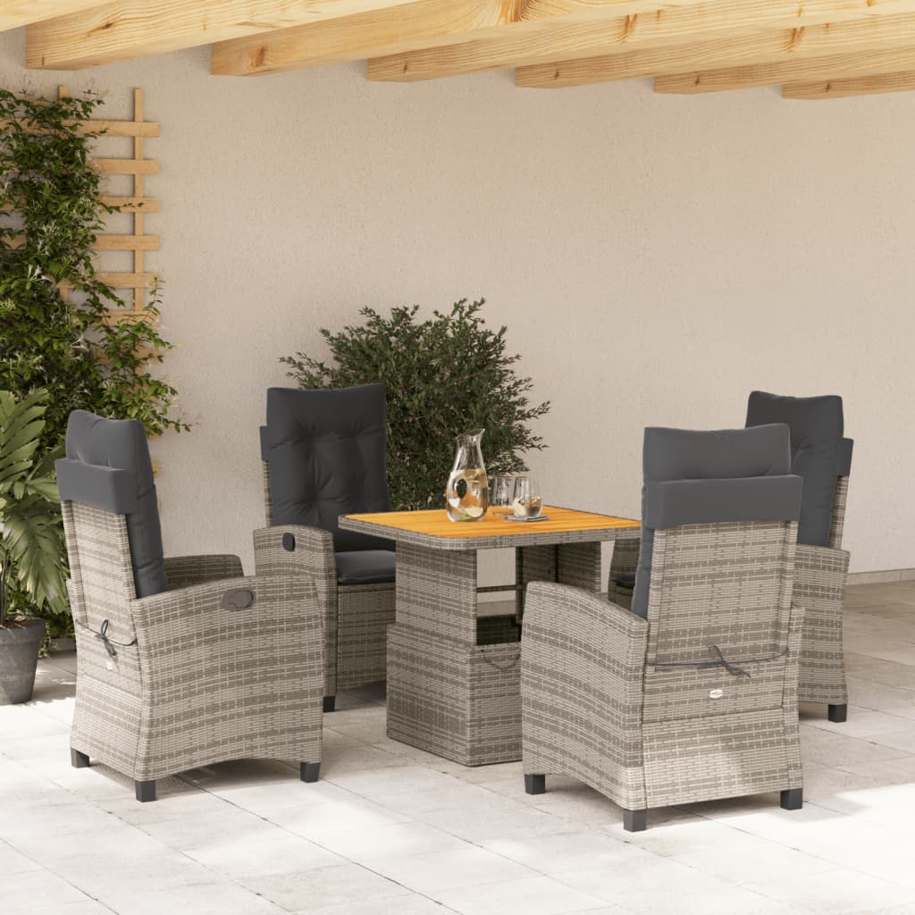 Set da Pranzo da Giardino 5 pz con Cuscini in Polyrattan Grigio 3277400