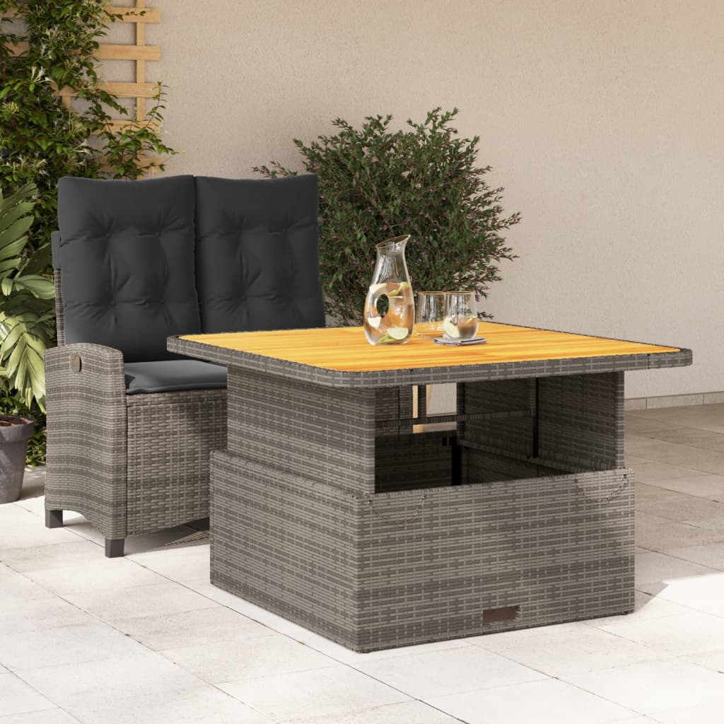 Set da Pranzo da Giardino 2 pz con Cuscini in Polyrattan Grigio 3277403