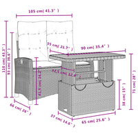 Set da Pranzo da Giardino 2 pz con Cuscini in Polyrattan Grigio 3277406