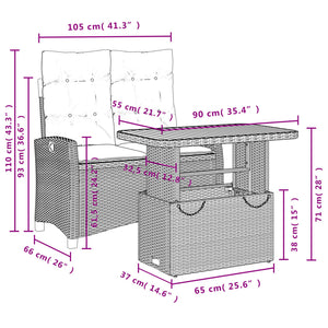 Set da Pranzo da Giardino 2 pz con Cuscini in Polyrattan Grigio 3277406