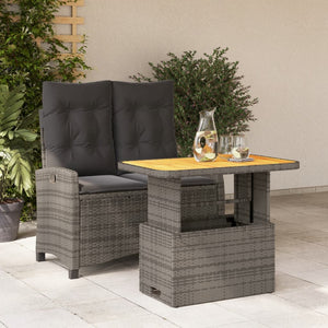 Set da Pranzo da Giardino 2 pz con Cuscini in Polyrattan Grigio 3277406