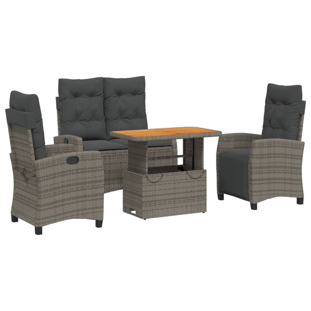 Set da Pranzo da Giardino 4 pz con Cuscini in Polyrattan Grigio 3277408