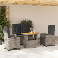 Set da Pranzo da Giardino 4 pz con Cuscini in Polyrattan Grigiocod mxl 90560