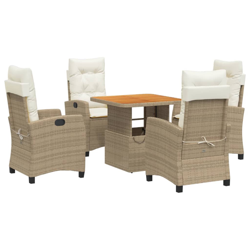 Set da Pranzo da Giardino 5 pz con Cuscini Beige in Polyrattan 3277410