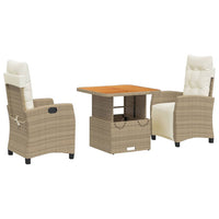 Set da Pranzo da Giardino 3 pz con Cuscini Beige in Polyrattan 3277411