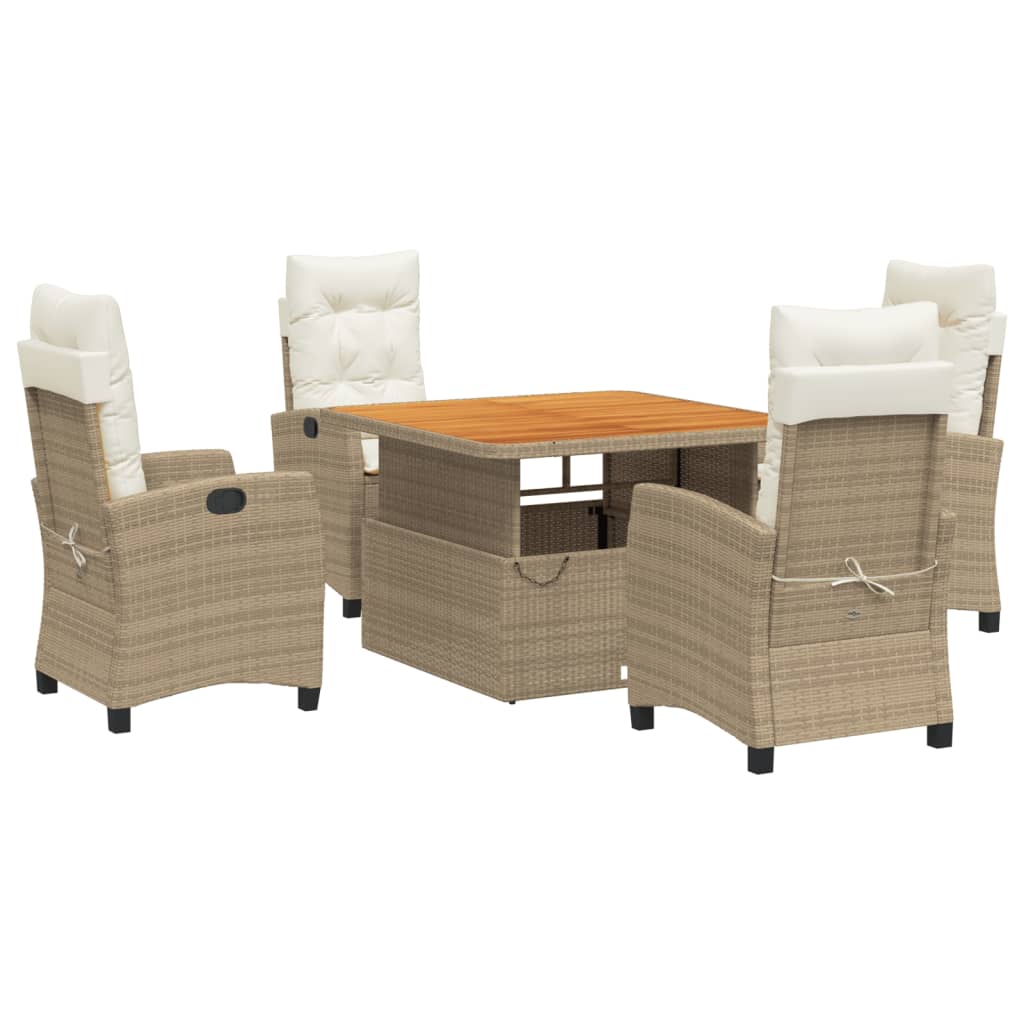 Set da Pranzo da Giardino 5 pz con Cuscini Beige in Polyrattan 3277413