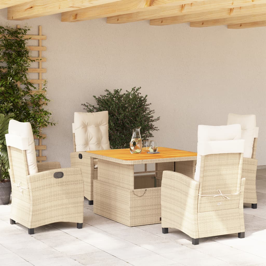 Set da Pranzo da Giardino 5 pz con Cuscini Beige in Polyrattan 3277413