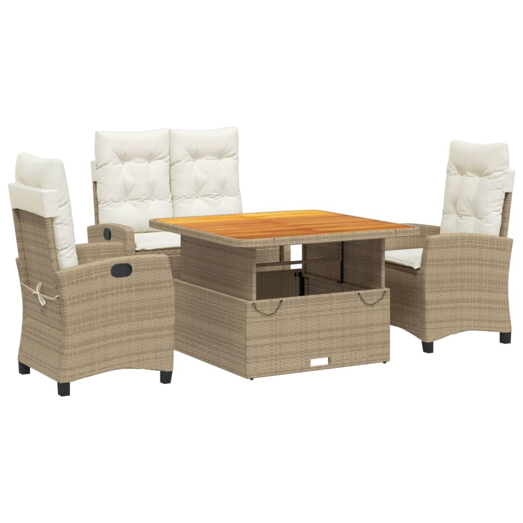 Set da Pranzo da Giardino 4 pz con Cuscini Beige in Polyrattan 3277416