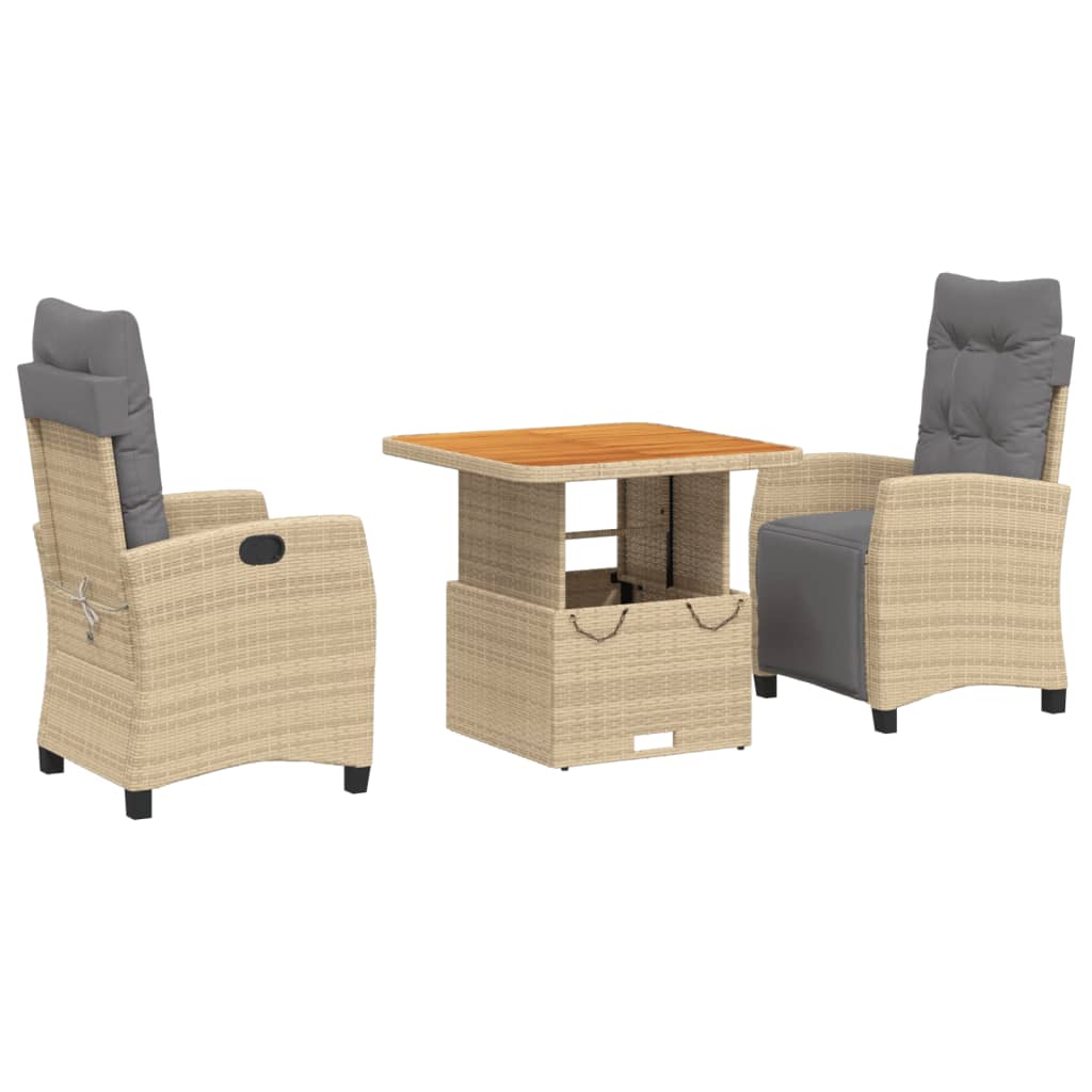 Set da Pranzo da Giardino 3 pz con Cuscini Beige in Polyrattan 3277423