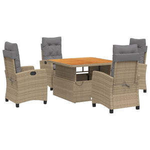 Set da Pranzo da Giardino 5 pz con Cuscini Beige in Polyrattan 3277425