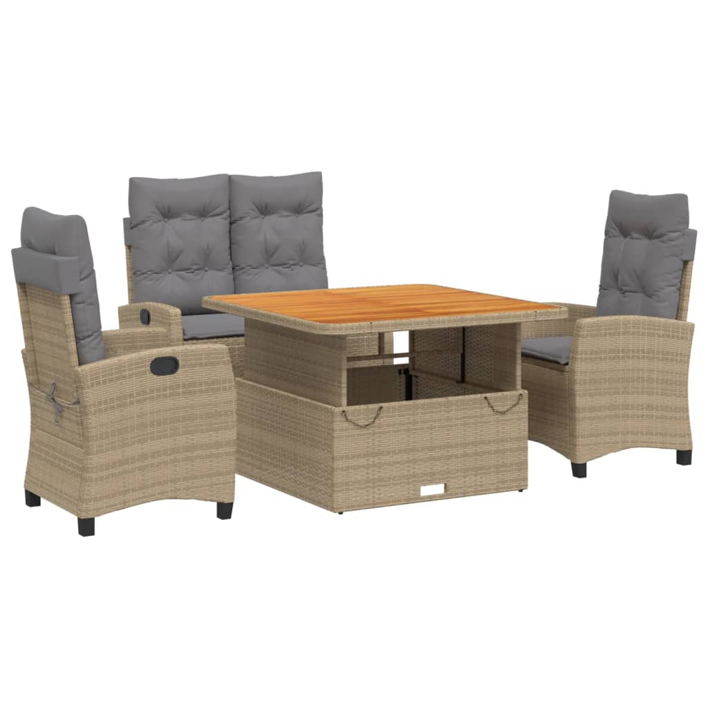 Set da Pranzo da Giardino 4 pz con Cuscini Beige in Polyrattan 3277428