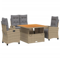 Set da Pranzo da Giardino 4 pz con Cuscini Beige in Polyrattan 3277429