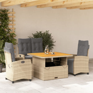 Set da Pranzo da Giardino 4 pz con Cuscini Beige in Polyrattan 3277429