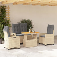 Set da Pranzo da Giardino 4 pz con Cuscini Beige in Polyrattan 3277431