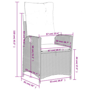 Set da Pranzo da Giardino 5 pz Nero con Cuscini in Polyrattan 3277437