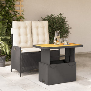 Set da Pranzo da Giardino 2 pz con Cuscini Nero in Polyrattan 3277442