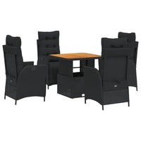 Set da Pranzo da Giardino 5 pz Nero con Cuscini in Polyrattan 3277448