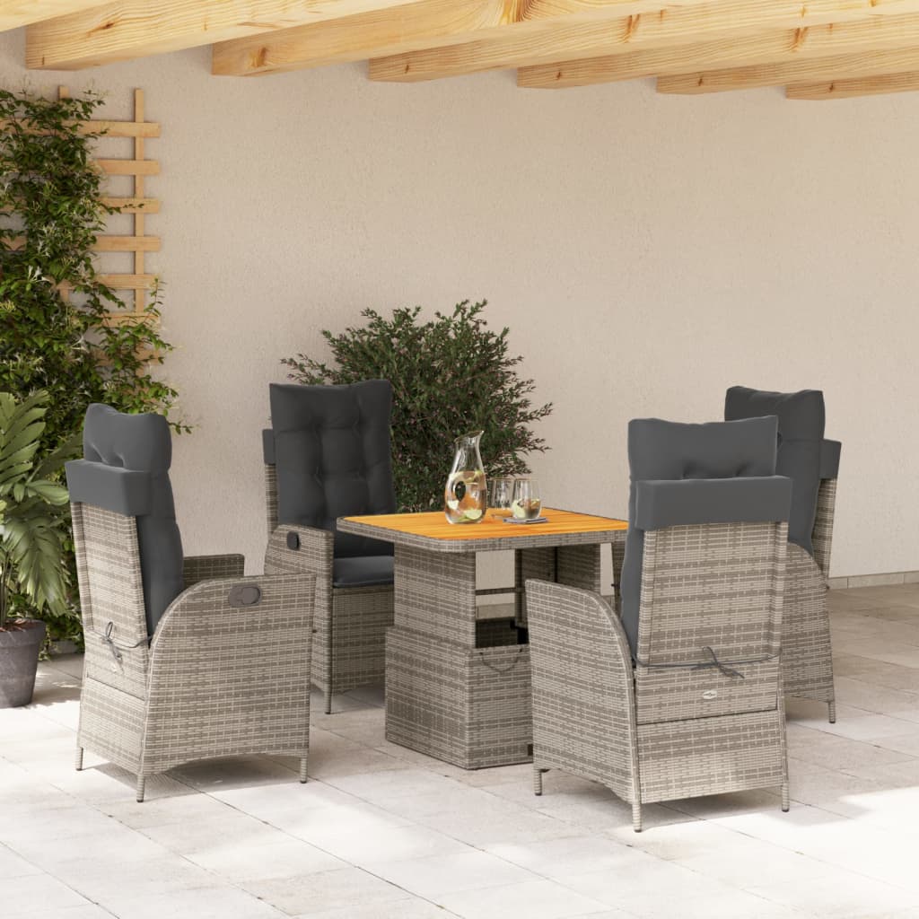 Set da Pranzo da Giardino 5 pz con Cuscini in Polyrattan Grigio 3277458